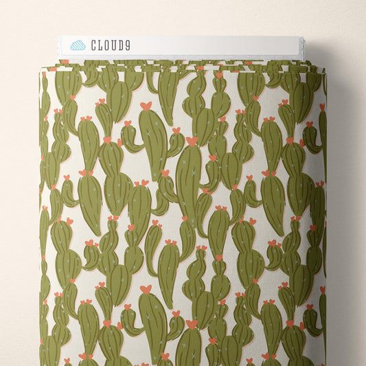 Cactus Kisses, Fabric by the Yard, 100% Organic Cotton, By Cloud9 Fabrics, Petals and Pony Luck Collection, Western Desert Print