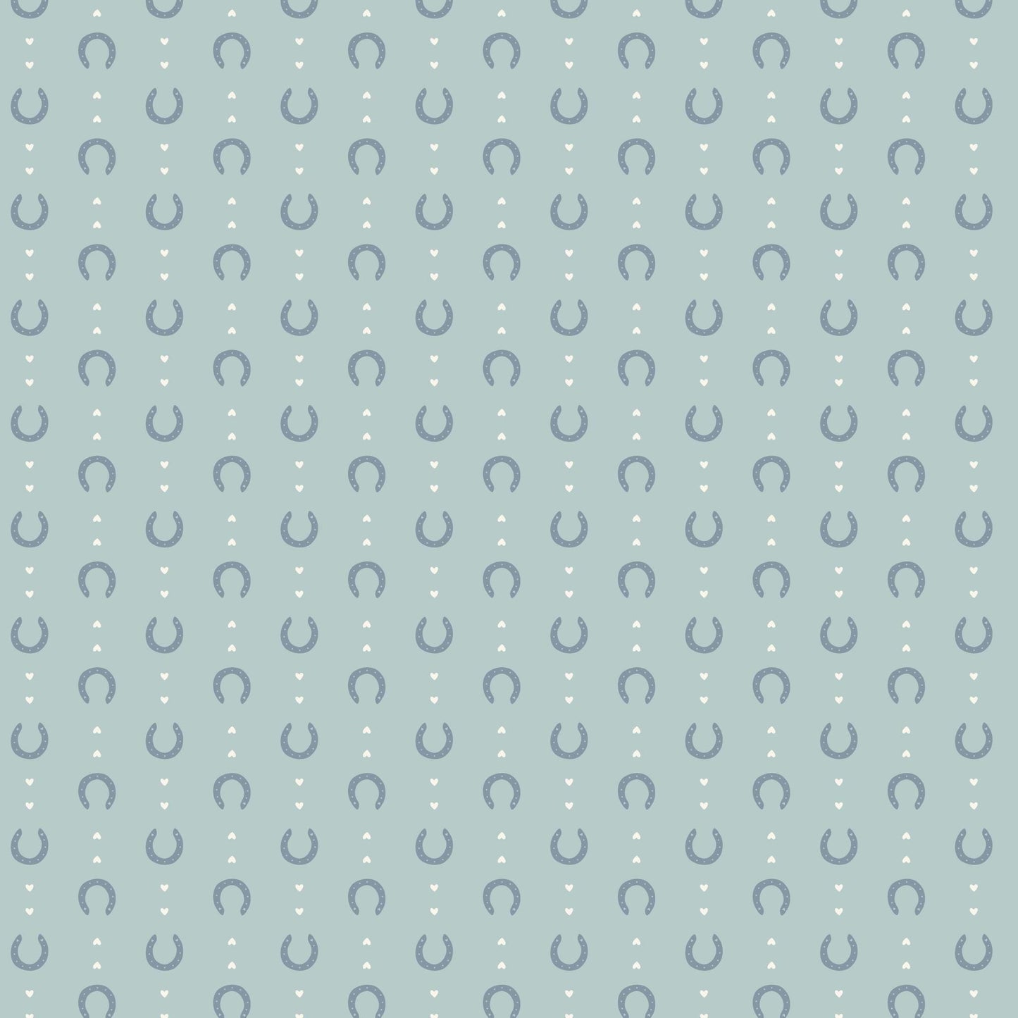 Lucky in Love | Blue, Fabric by the Yard, 100% Organic Cotton, By Cloud9 Fabrics, Petals and Pony Luck Collection, Cowboy Print