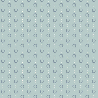 Lucky in Love | Blue, Fabric by the Yard, 100% Organic Cotton, By Cloud9 Fabrics, Petals and Pony Luck Collection, Cowboy Print