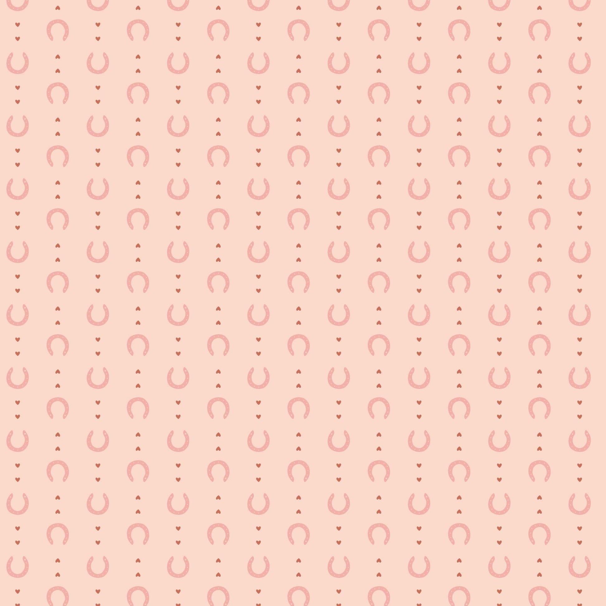 Lucky in Love | Pink, Fabric by the Yard, 100% Organic Cotton, By Cloud9 Fabrics, Petals and Pony Luck Collection, Cowboy Print