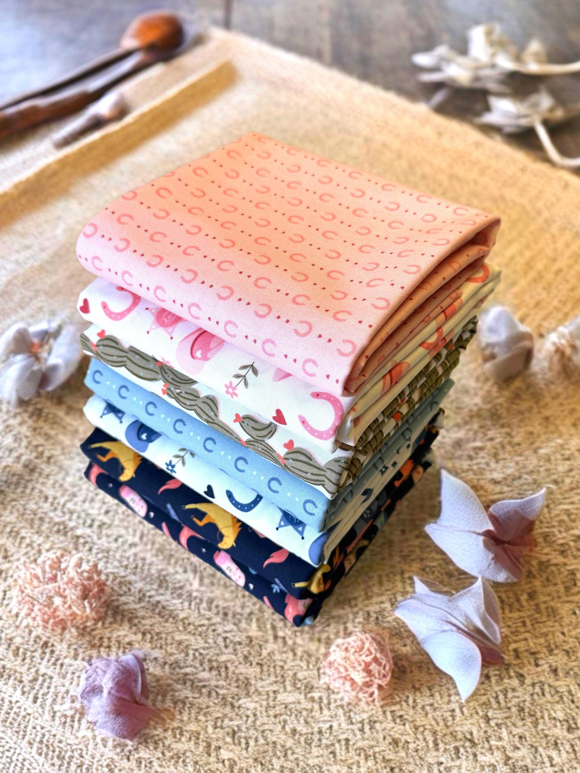 Petals & Pony Luck – 7pc Cloud9 Fabrics Bundle – Half Yard, Fat Quarter, or Quarter Yard Set