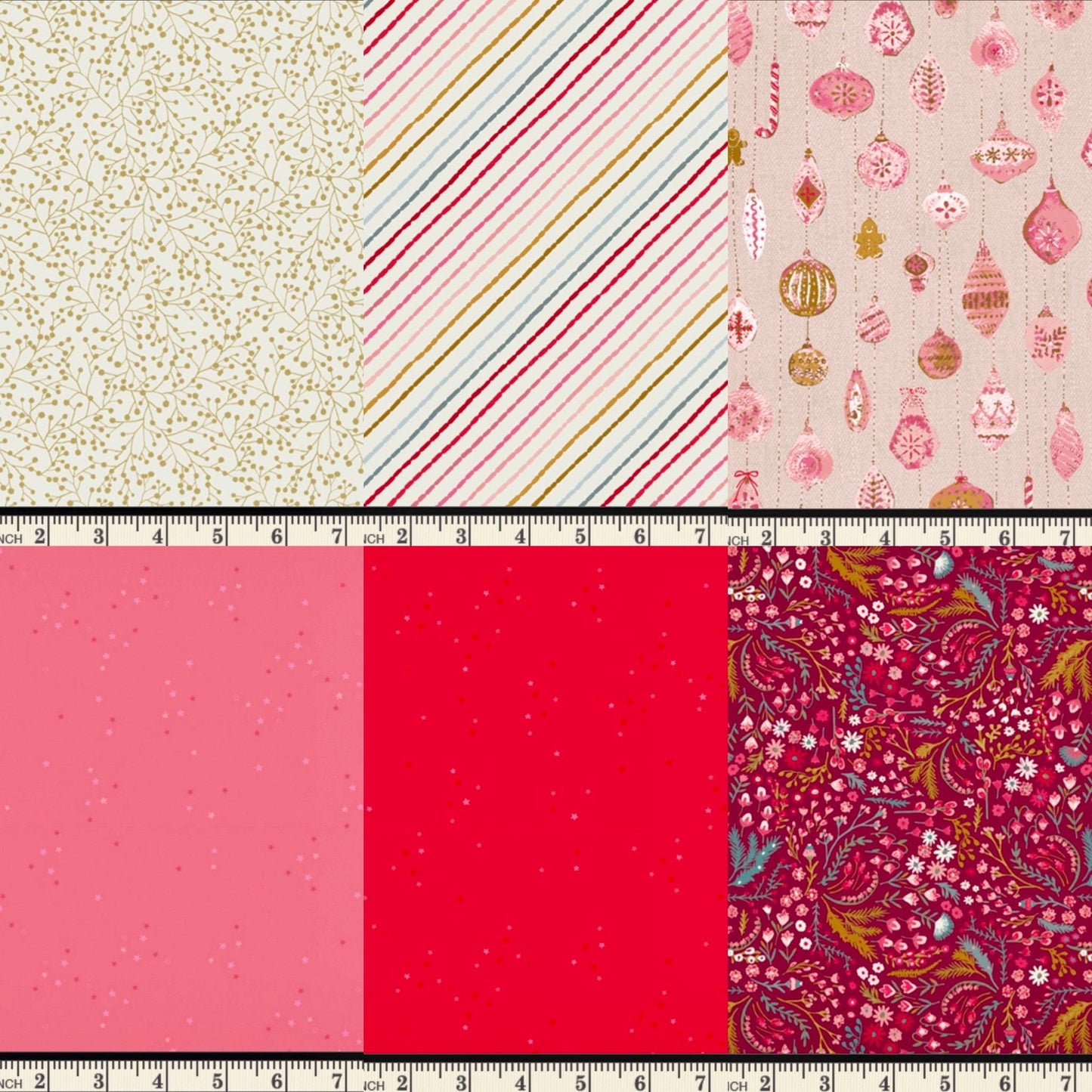 Twinkleberry Holiday Christmas Fabric Bundle – 6 Pc Half Yard, Fat Quarter, or Quarter Yard Cuts – Adventale by Katarina Roccella – AGF