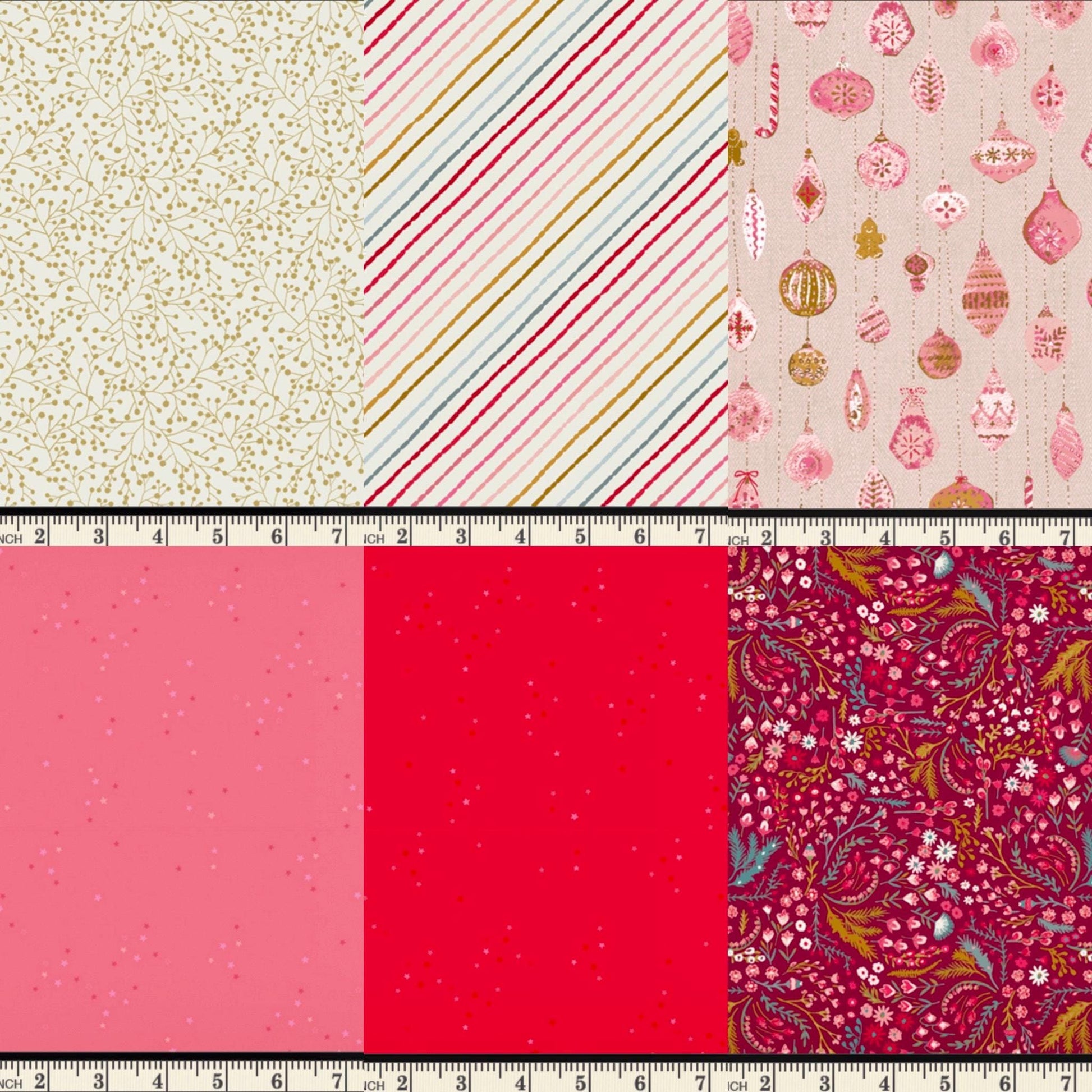 Twinkleberry Holiday Christmas Fabric Bundle – 6 Pc Half Yard, Fat Quarter, or Quarter Yard Cuts – Adventale by Katarina Roccella – AGF