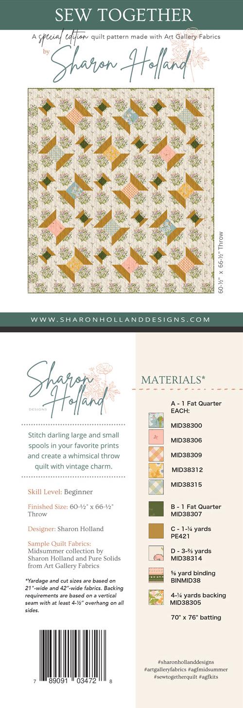 SEW TOGETHER – Quilt Pattern by Sharon Holland – Exclusive Art Gallery Fabrics Design for the Midsummer Collection