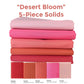 Pure Solids “Desert Bloom” Fabric Bundle – 5pc AGF Set – Fat Quarter, Quarter Yard, or Half Yard Cotton Solids