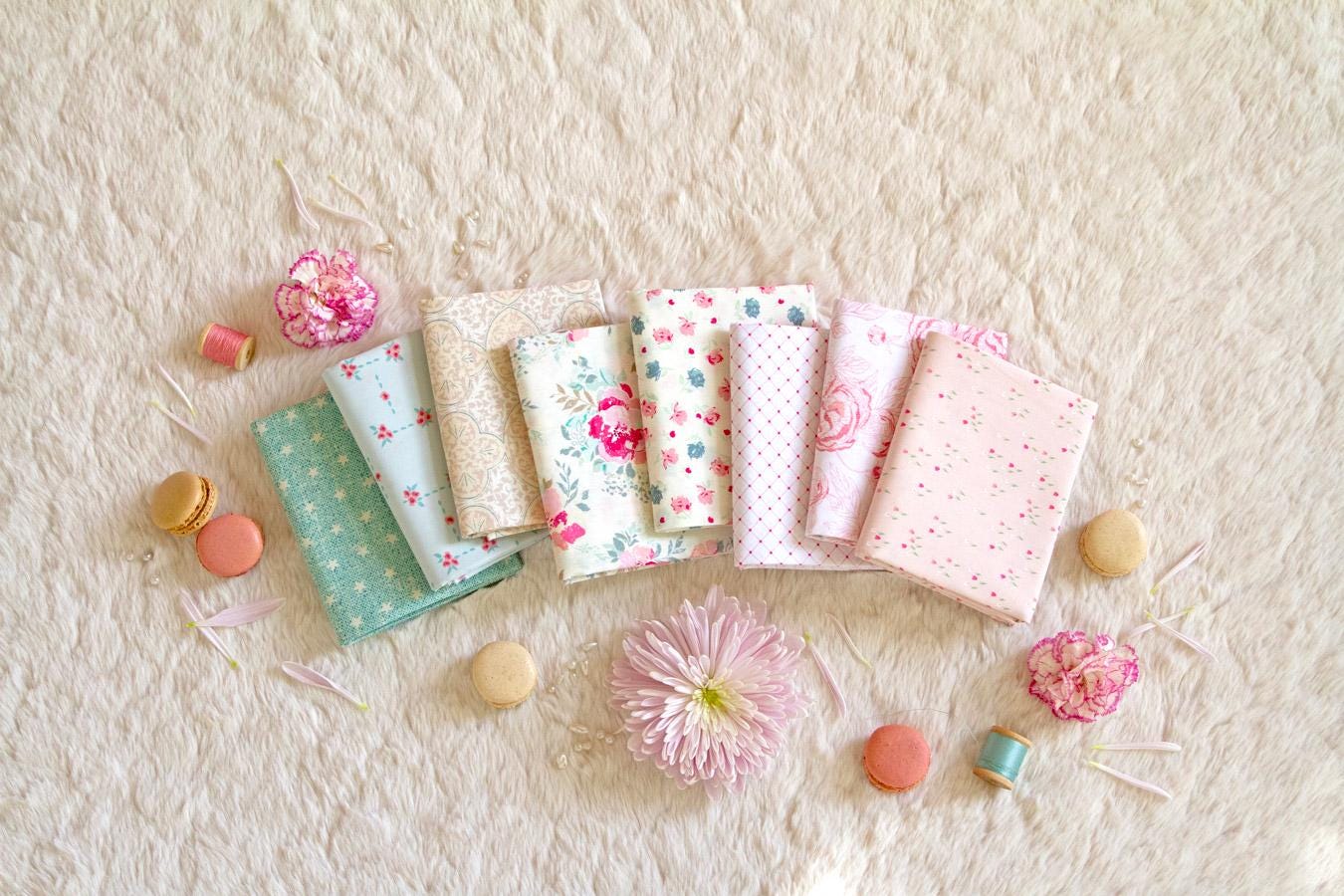 Romantica Fabric Bundle – 8 Pc Curated Set by AGF Studio – Half Yard, Fat Quarter, or Quarter Yard Cuts – Vintage Floral Cotton Fabric