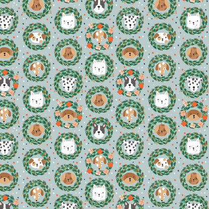 Bark And Bough – Sky Metallic Fabric by Dominika Godette – Merry Pawmas Collection – Christmas Cotton Fabric by the Yard