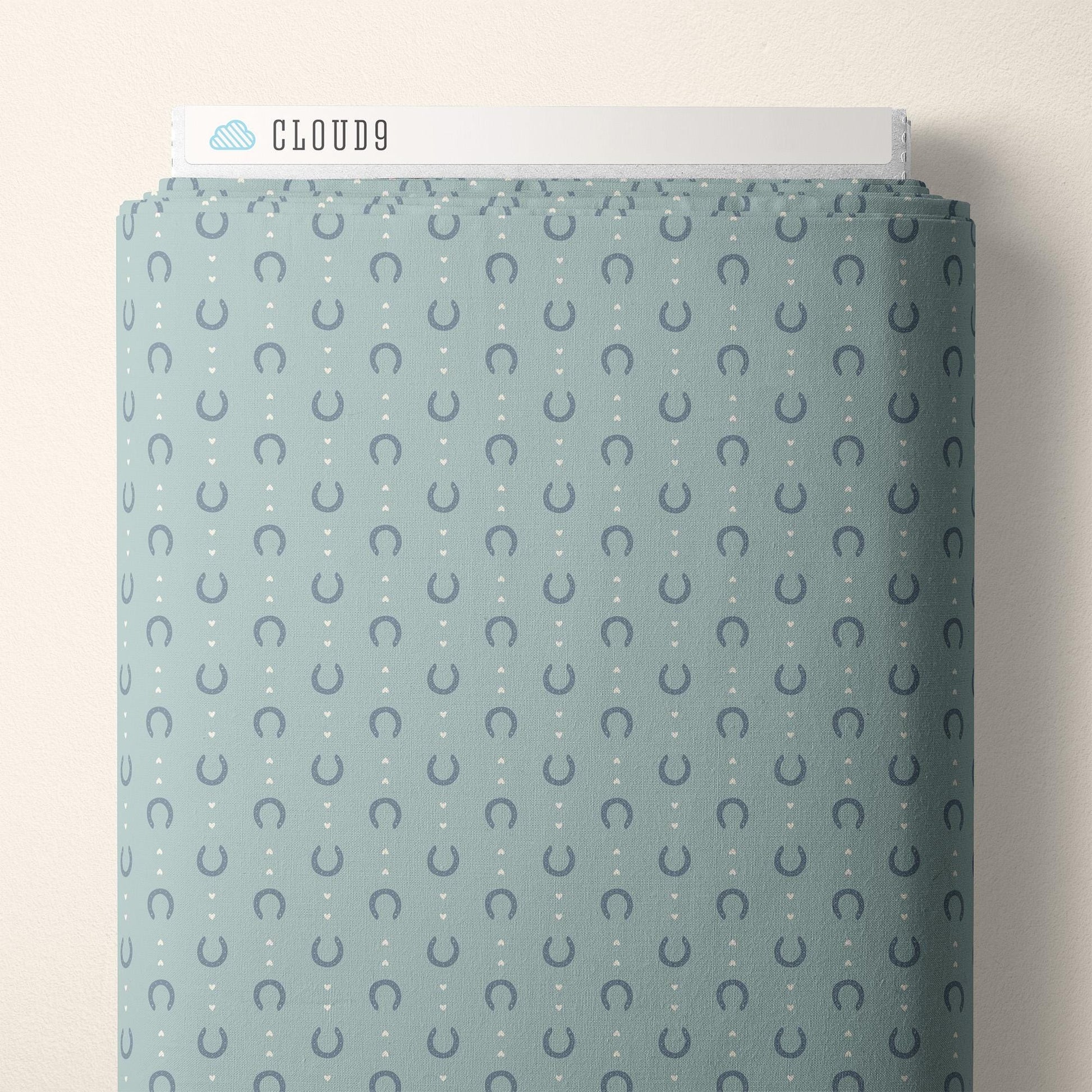 Lucky in Love | Blue, Fabric by the Yard, 100% Organic Cotton, By Cloud9 Fabrics, Petals and Pony Luck Collection, Cowboy Print