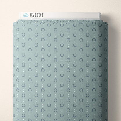 Lucky in Love | Blue, Fabric by the Yard, 100% Organic Cotton, By Cloud9 Fabrics, Petals and Pony Luck Collection, Cowboy Print