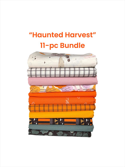 Haunted Harvest – 11pc AGF Fabric Bundle – Ghostly & Haunted Prints + Pure Solids – Fat Quarter or Half Yard Precut Cotton