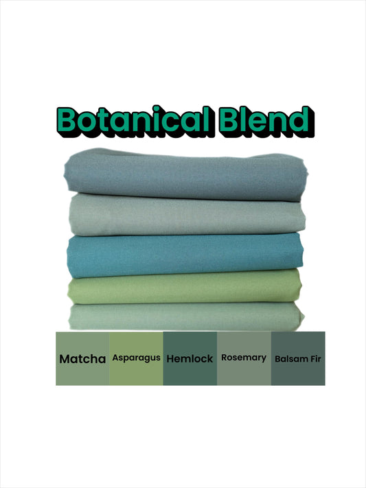 Pure Solids “Botanical Blend" Fabric Bundle – 5pc AGF Set – Fat Quarter, Quarter Yard, or Half Yard Cotton Solids