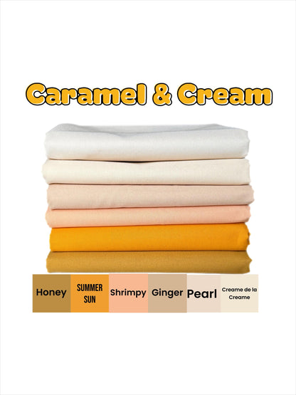 Caramel & Cream – Pure Solids 6pc Bundle by Art Gallery Fabrics – Fat Quarter, Quarter Yard, or Half Yard Cuts
