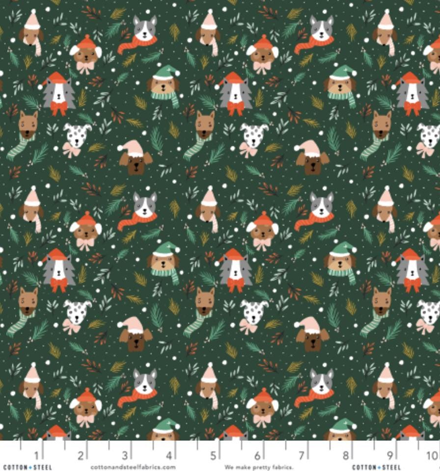 Jingle Paws – Cat & Dog Christmas in Gold Metallic Bundle – 6pc Cotton And Steel Holiday Fabrics | Fat Quarter, Quarter Yard, Half Yard Cuts