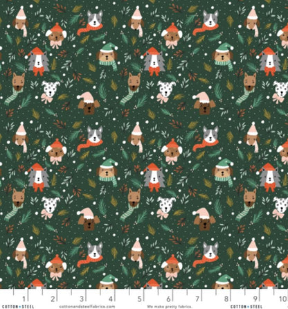 Jingle Paws – Cat & Dog Christmas in Gold Metallic Bundle – 6pc Cotton And Steel Holiday Fabrics | Fat Quarter, Quarter Yard, Half Yard Cuts