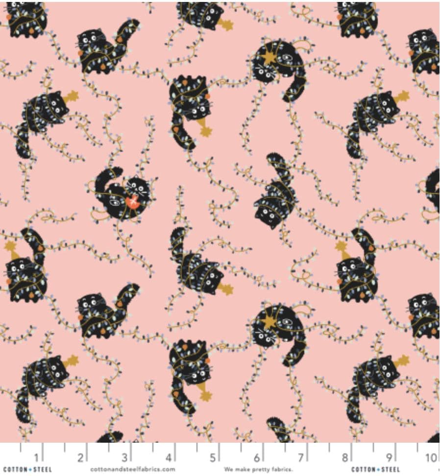 Jingle Paws – Cat & Dog Christmas in Gold Metallic Bundle – 6pc Cotton And Steel Holiday Fabrics | Fat Quarter, Quarter Yard, Half Yard Cuts