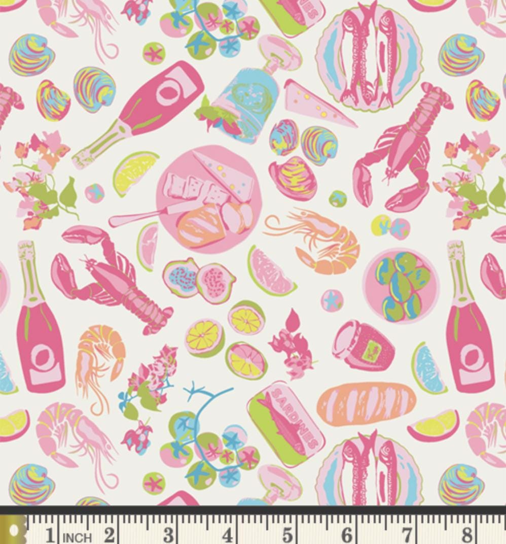 Gosto da Costa Quente – Coastal Seafood Print by AGF Studio – Costeira Collection – Ocean Cotton Fabric by the Yard