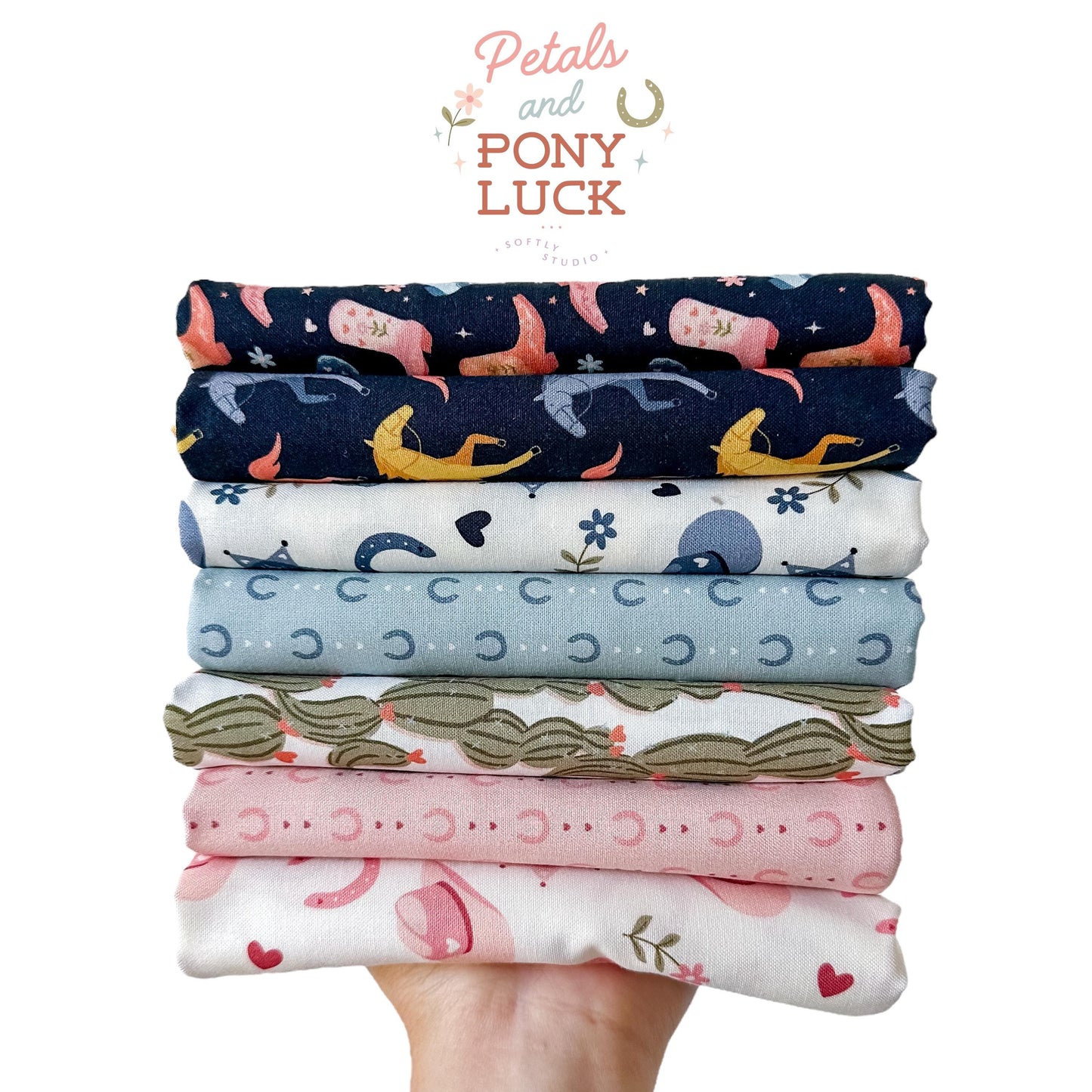 Petals & Pony Luck – 7pc Cloud9 Fabrics Bundle – Half Yard, Fat Quarter, or Quarter Yard Set