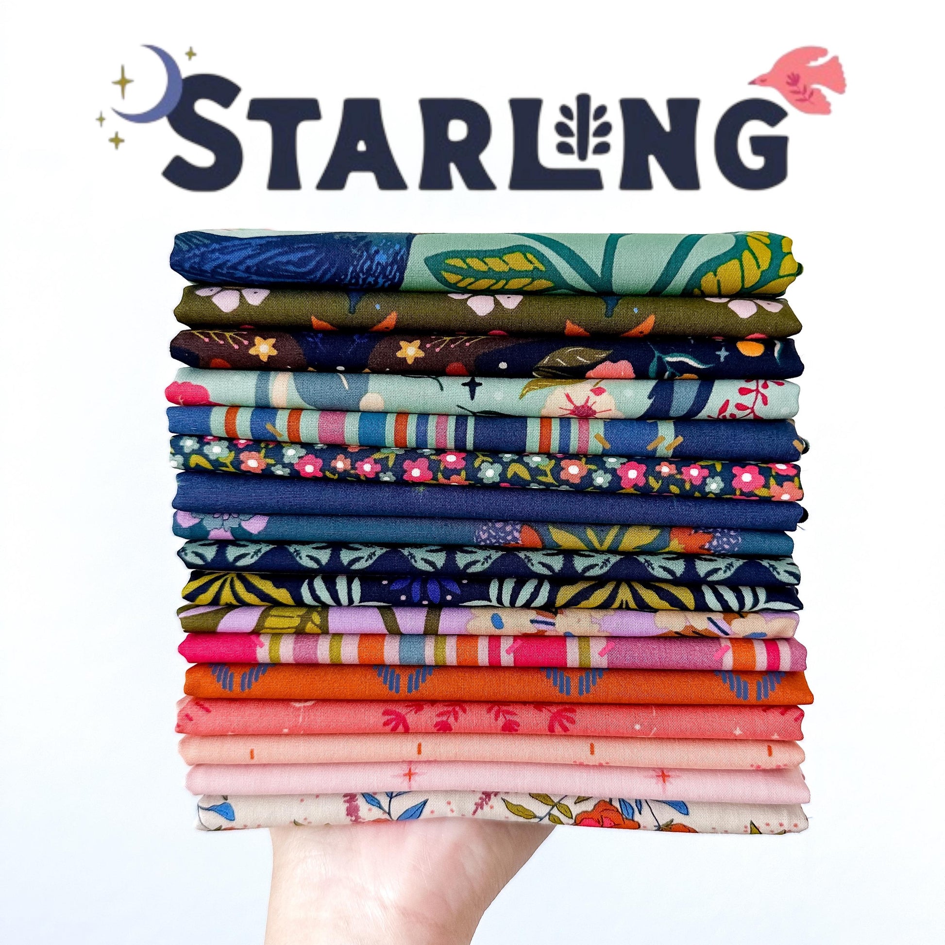 Starling Fabric Bundle – 17 Pc Quilting Cotton by Maureen Cracknell for Art Gallery Fabrics | Half Yard, Fat Quarter, Quarter Yard
