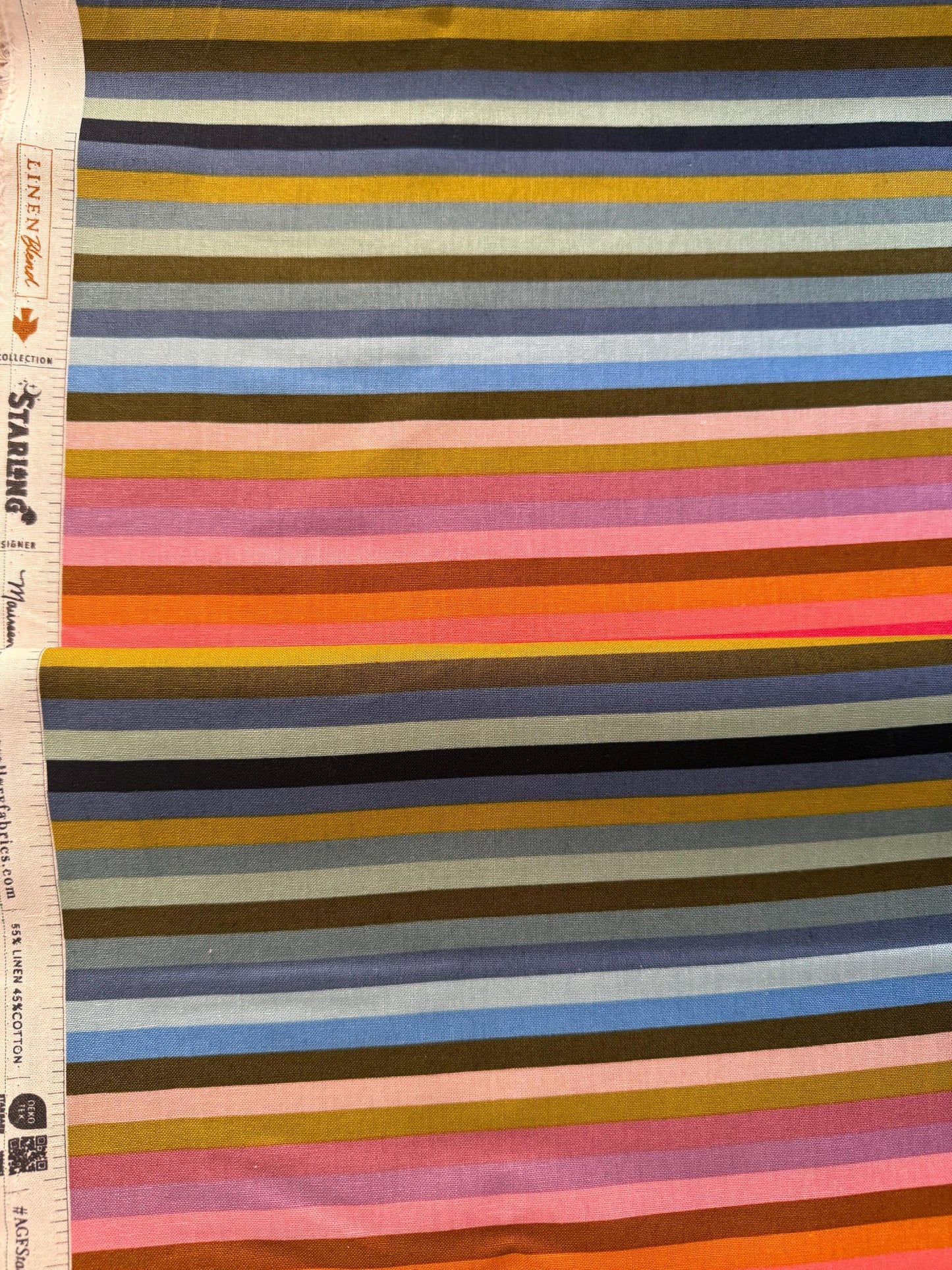 Linear Radiance In Linen Blend Fabric by Maureen Cracknell for Art Gallery Fabrics | Starling Collection | Sold by the Yard