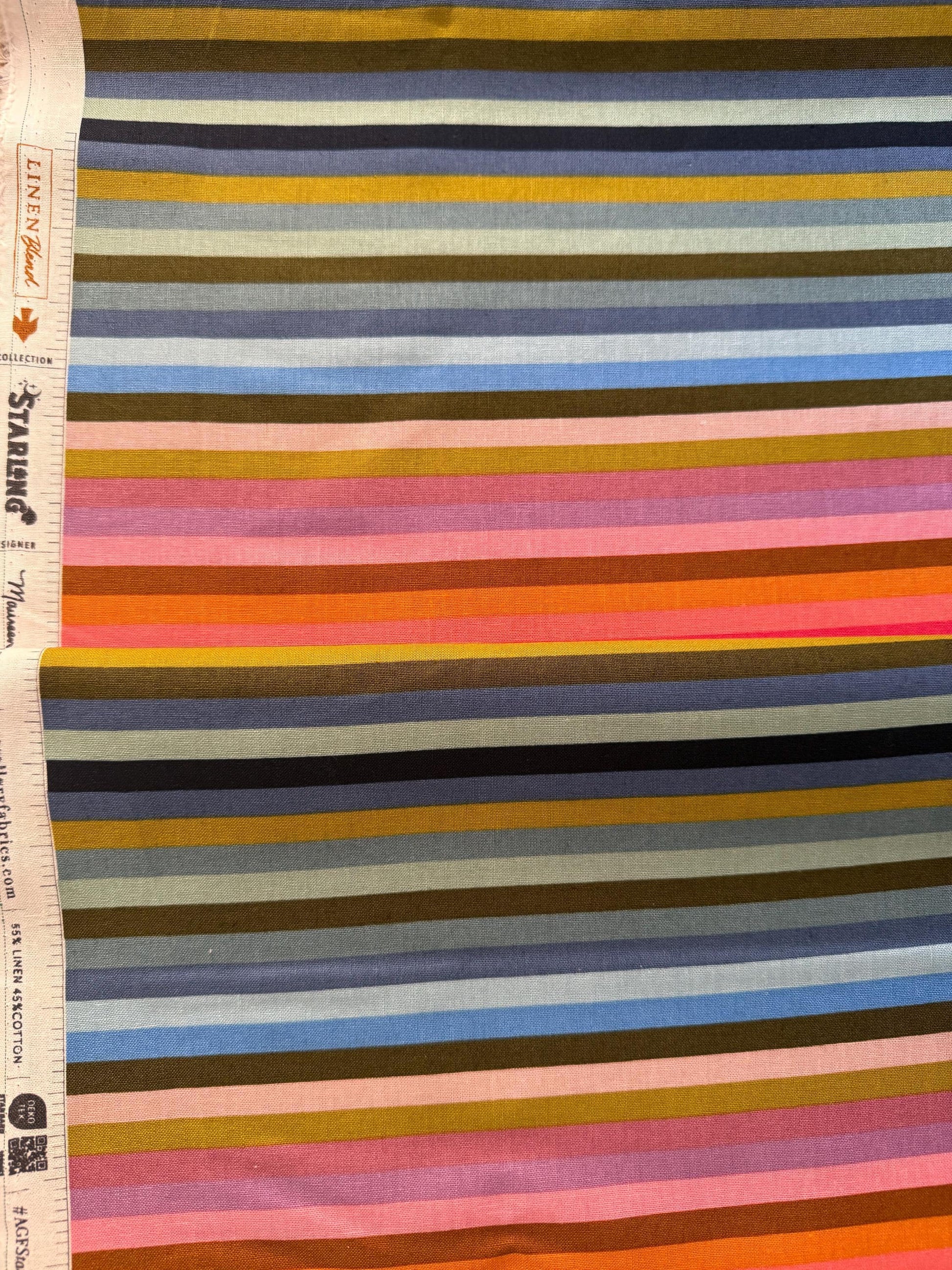 Linear Radiance In Linen Blend Fabric by Maureen Cracknell for Art Gallery Fabrics | Starling Collection | Sold by the Yard