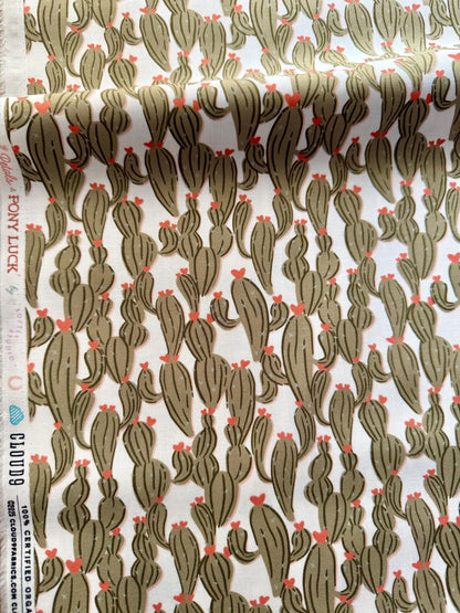 Cactus Kisses, Fabric by the Yard, 100% Organic Cotton, By Cloud9 Fabrics, Petals and Pony Luck Collection, Western Desert Print