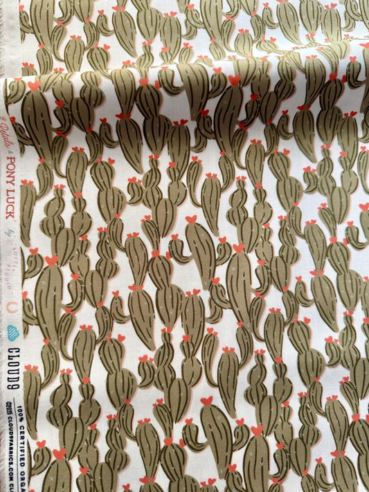 Cactus Kisses, Fabric by the Yard, 100% Organic Cotton, By Cloud9 Fabrics, Petals and Pony Luck Collection, Western Desert Print