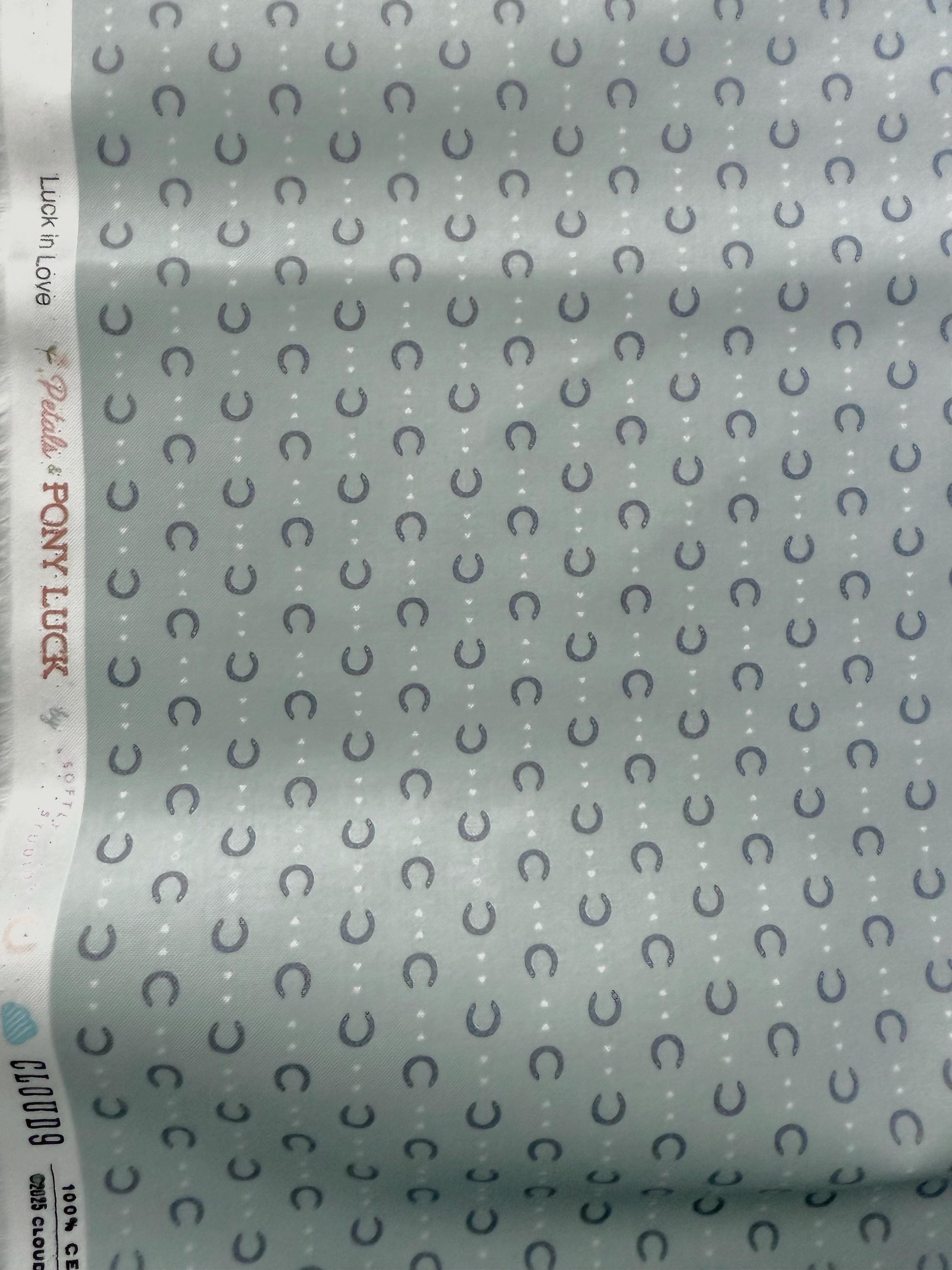Lucky in Love | Blue, Fabric by the Yard, 100% Organic Cotton, By Cloud9 Fabrics, Petals and Pony Luck Collection, Cowboy Print