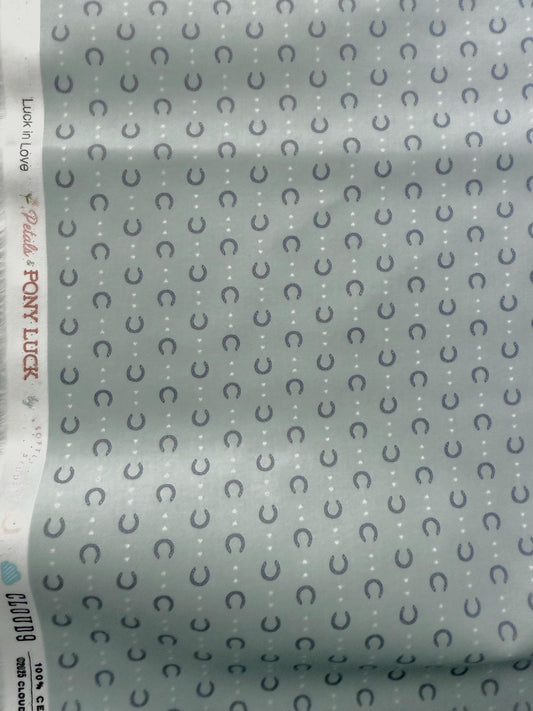 Lucky in Love | Blue, Fabric by the Yard, 100% Organic Cotton, By Cloud9 Fabrics, Petals and Pony Luck Collection, Cowboy Print