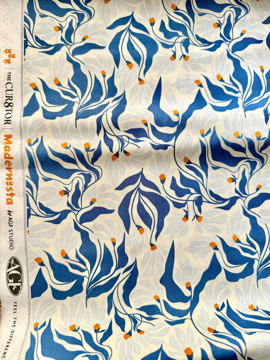 Wind Dance Azure – Premium Cotton by the Yard – THE CUR8TOR - Modernista Collection by AGF Studio – Art Gallery Fabrics, Floral Print