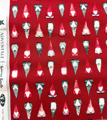 Playful Gnomes Berry – Premium Cotton by the Yard – ADVENTALE Collection by Katarina Roccella – Art Gallery Fabrics, Holiday Print