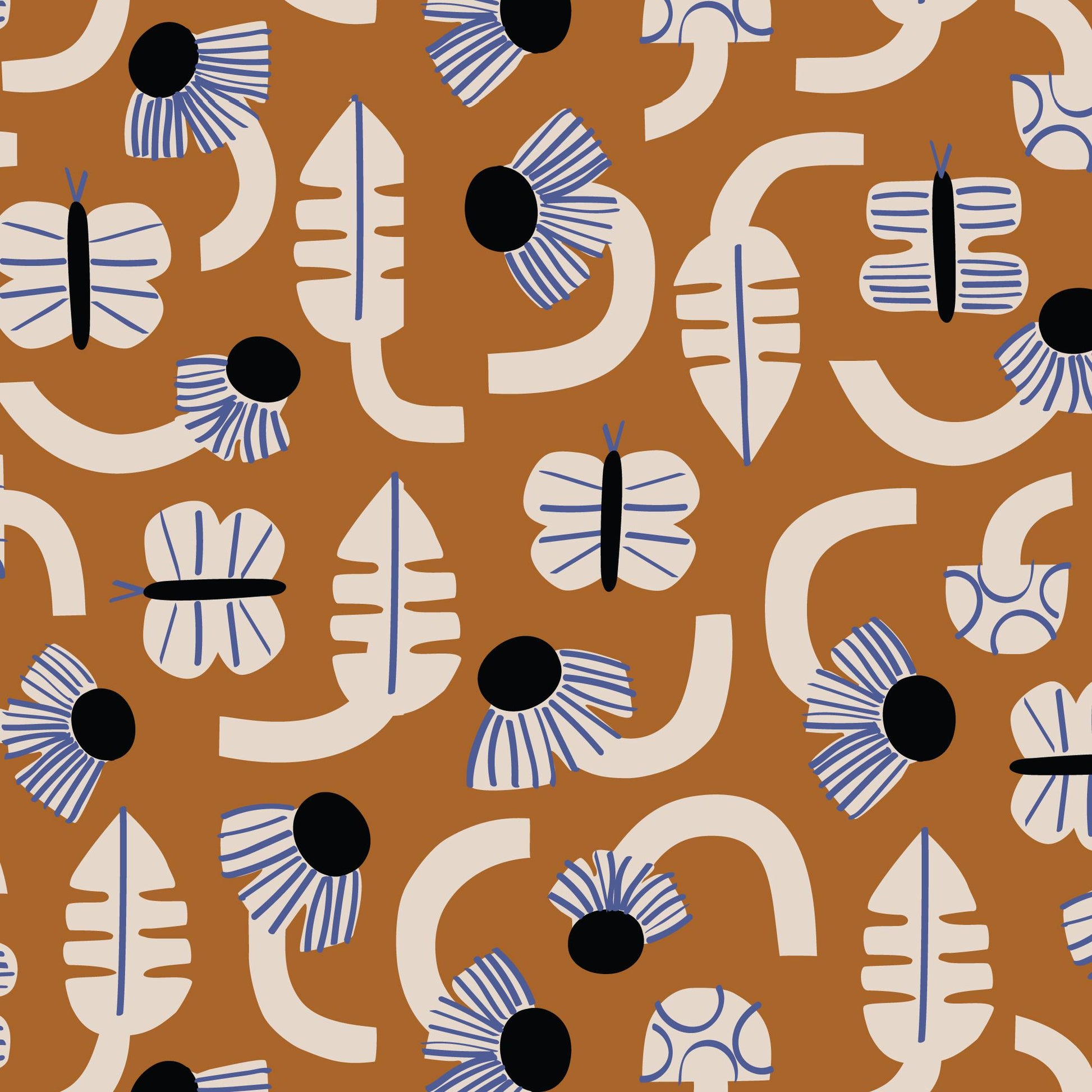 Forage, Fabric by the Yard, 100% Organic Cotton, By Leah Duncan for Cloud9 Fabrics, Fern Grove Collection, Floral Print