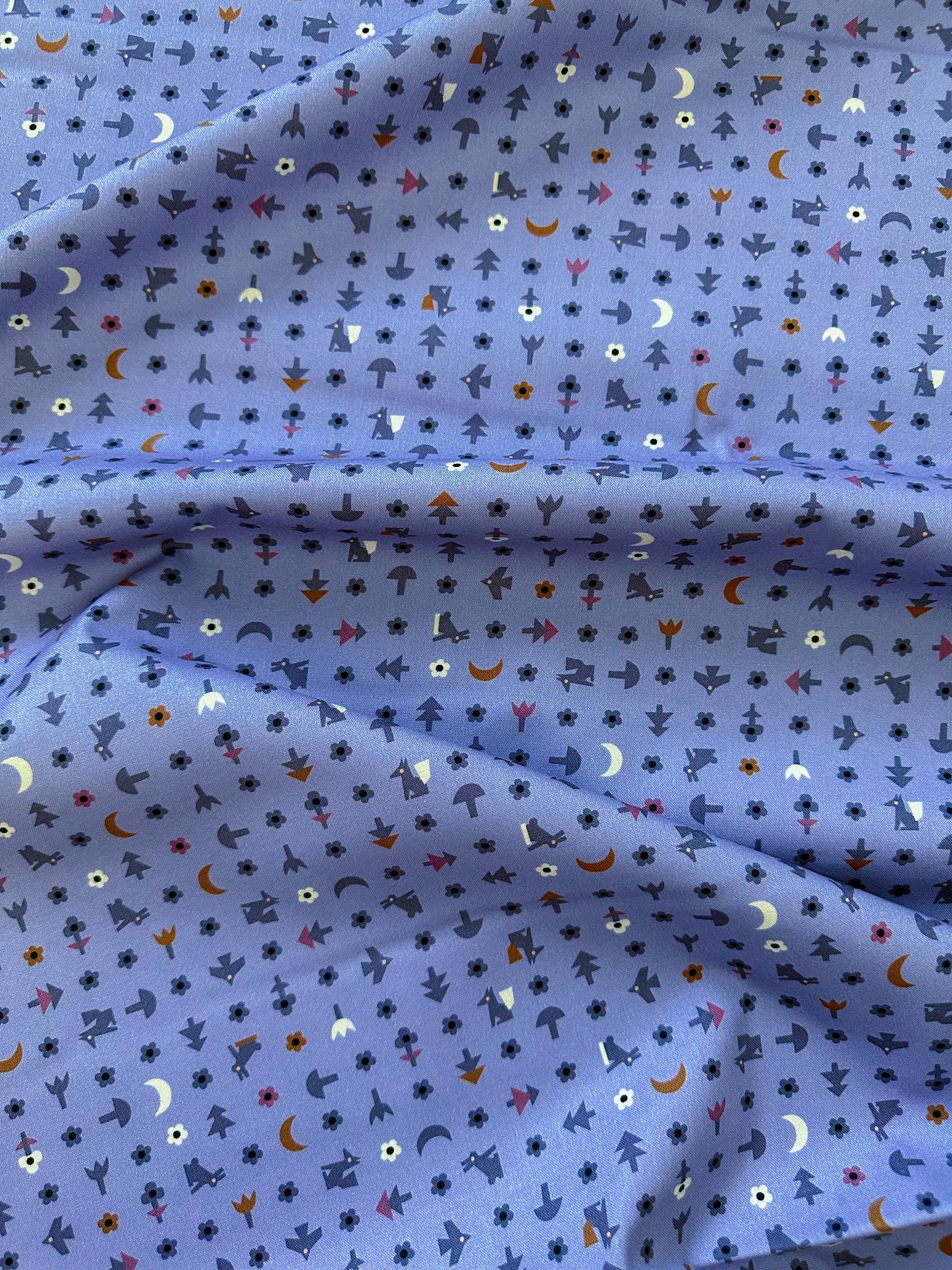 Free Bird | Blue, Fabric by the Yard, 100% Organic Cotton, By Leah Duncan for Cloud9 Fabrics, Fern Grove Collection
