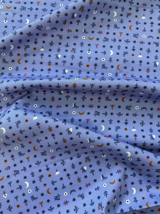 Free Bird | Blue, Fabric by the Yard, 100% Organic Cotton, By Leah Duncan for Cloud9 Fabrics, Fern Grove Collection