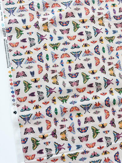 Wing Study, Fabric by the Yard, 100% Organic Cotton, By Leah Duncan for Cloud9 Fabrics, Fern Grove Collection, Butterfly Print