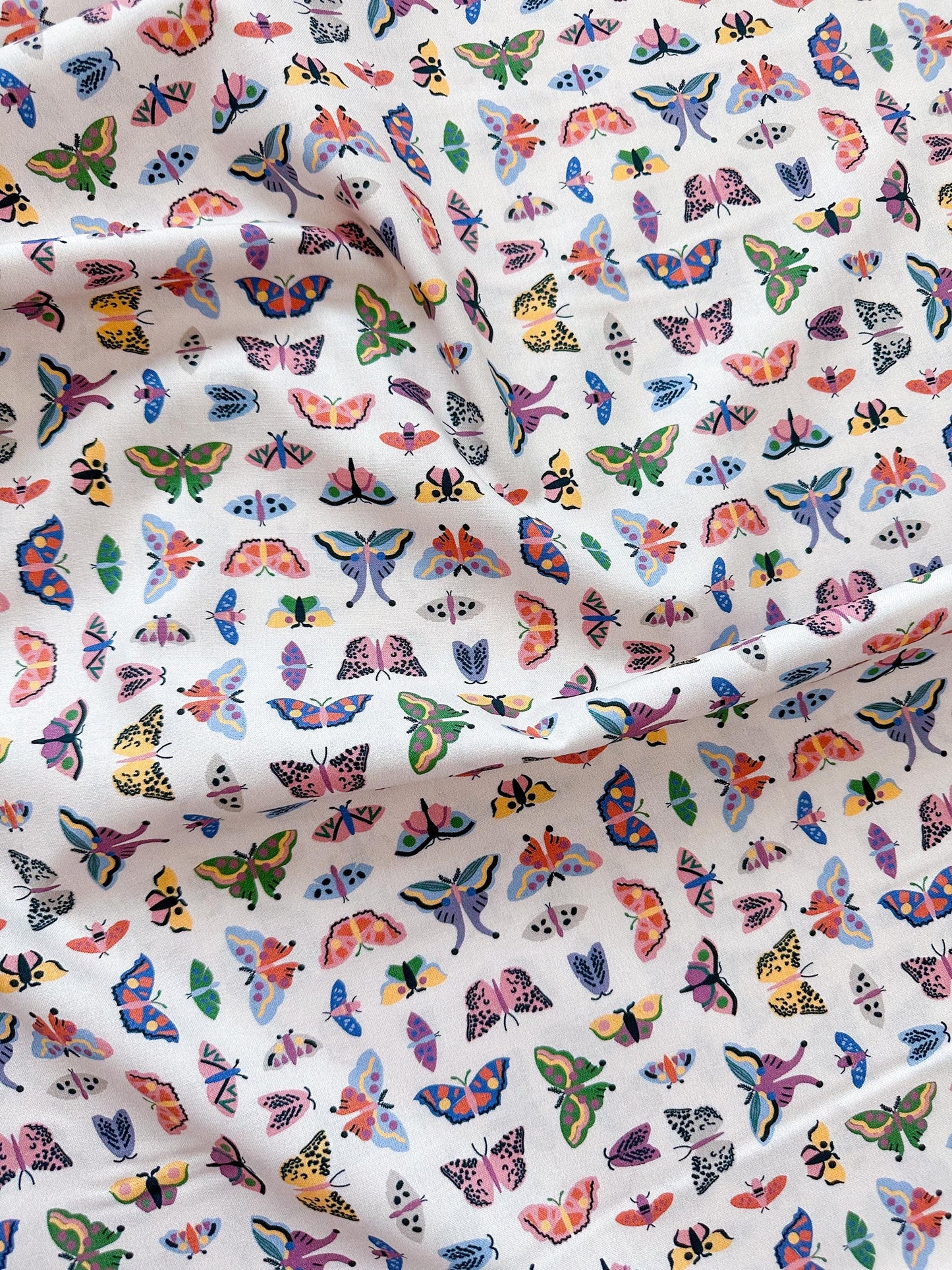 Wing Study, Fabric by the Yard, 100% Organic Cotton, By Leah Duncan for Cloud9 Fabrics, Fern Grove Collection, Butterfly Print
