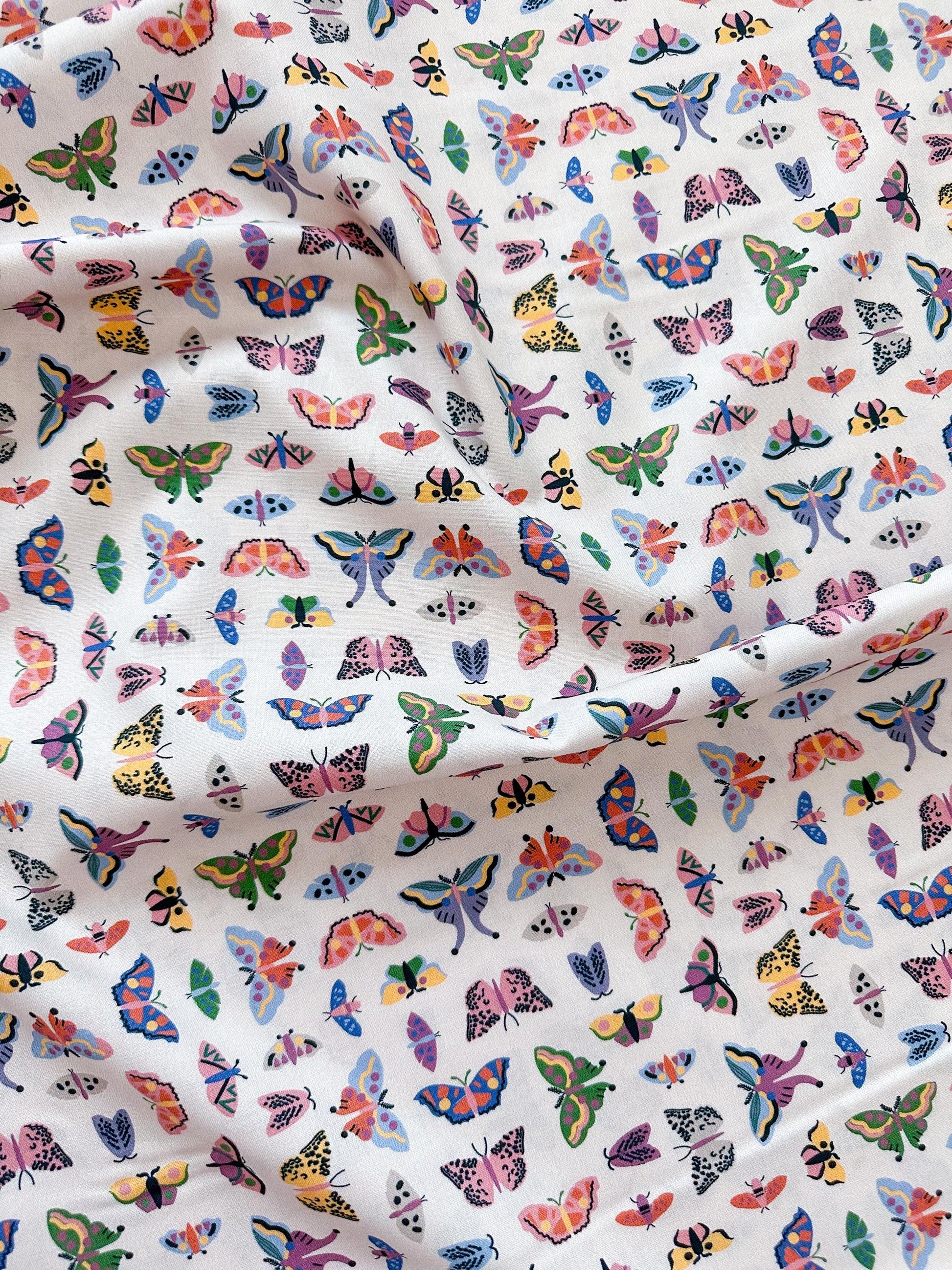 Wing Study, Fabric by the Yard, 100% Organic Cotton, By Leah Duncan for Cloud9 Fabrics, Fern Grove Collection, Butterfly Print