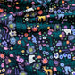 Nightdreams, Fabric by the Yard, 100% Organic Cotton, By Leah Duncan for Cloud9 Fabrics, Fern Grove Collection, Animal Forest Print