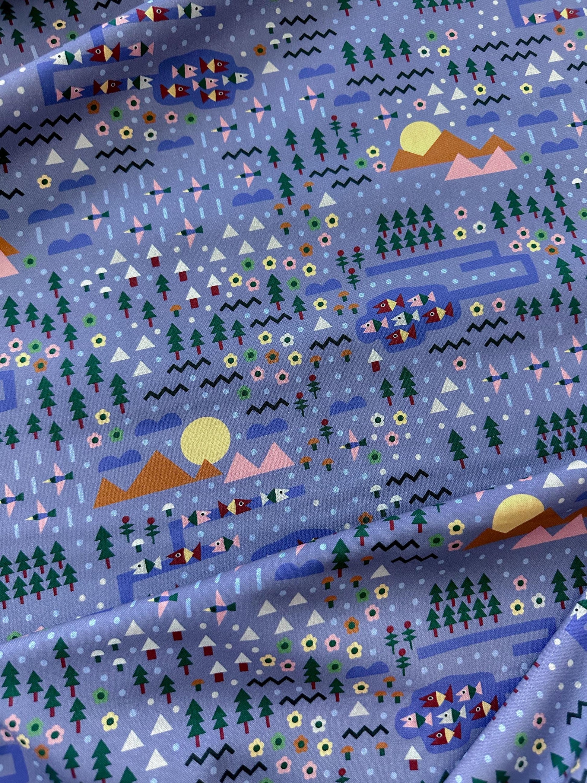 Over the River and Through the Woods, Fabric by the Yard, 100% Organic Cotton, By Leah Duncan for Cloud9 Fabrics, Fern Grove Collection