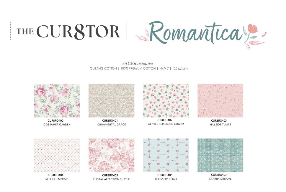 Romantica Fabric Bundle – 8 Pc Curated Set by AGF Studio – Half Yard, Fat Quarter, or Quarter Yard Cuts – Vintage Floral Cotton Fabric