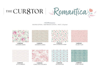 Romantica Fabric Bundle – 8 Pc Curated Set by AGF Studio – Half Yard, Fat Quarter, or Quarter Yard Cuts – Vintage Floral Cotton Fabric