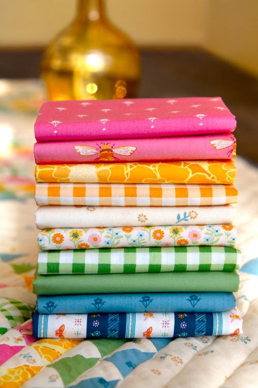 Sunlit Blooms Fabric Bundle – 10pc Marigold Collection by Maureen Cracknell – Fat Quarter or Half Yard Precut Set