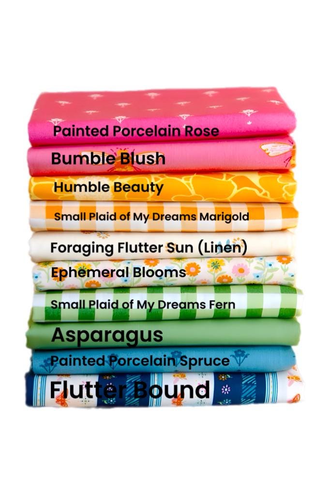Sunlit Blooms Fabric Bundle – 10pc Marigold Collection by Maureen Cracknell – Fat Quarter or Half Yard Precut Set