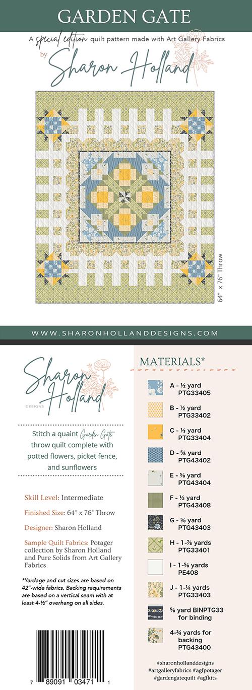 Garden Gate Quilt Pattern – Printed Throw Design 64" x 76" by Sharon Holland for Art Gallery Fabrics