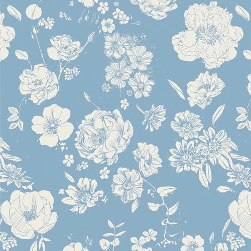 Flowers for Mom Porcelain – Quilting Cotton Fabric by the Yard | POTAGER Collection by Sharon Holland for Art Gallery Fabrics