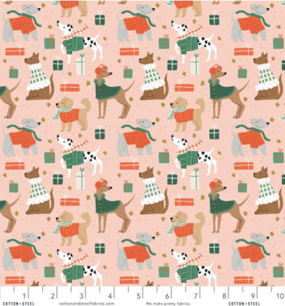 Jingle Paws – Cat & Dog Christmas in Gold Metallic Bundle – 6pc Cotton And Steel Holiday Fabrics | Fat Quarter, Quarter Yard, Half Yard Cuts