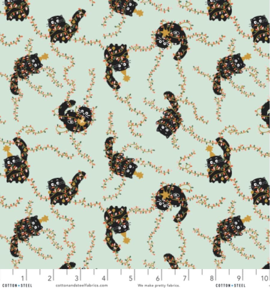 Jingle Paws – Cat & Dog Christmas in Gold Metallic Bundle – 6pc Cotton And Steel Holiday Fabrics | Fat Quarter, Quarter Yard, Half Yard Cuts