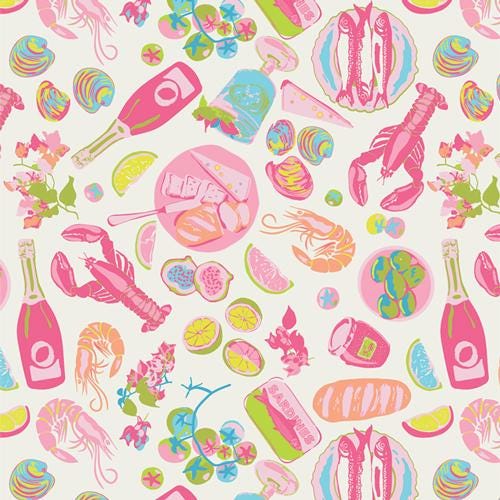 Gosto da Costa Quente – Coastal Seafood Print by AGF Studio – Costeira Collection – Ocean Cotton Fabric by the Yard