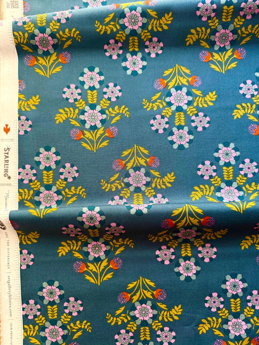 Bramblebloom Blue – Premium Quilting Cotton by the Yard | Starling Collection by Maureen Cracknell – Art Gallery Fabrics