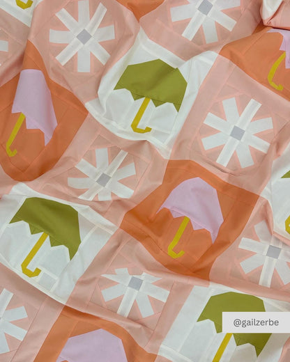 Printed Pattern for Quilt with Umbrella and Flower Blocks - Chance Of Rain - Traditional Piecing Pattern by Pen + Paper Patterns
