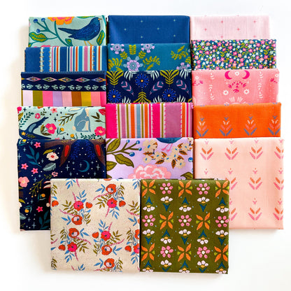 Starling Fabric Bundle – 17 Pc Quilting Cotton by Maureen Cracknell for Art Gallery Fabrics | Half Yard, Fat Quarter, Quarter Yard